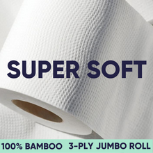 Load image into Gallery viewer, 3-ply bamboo toilet paper is a soft and eco-friendly bathroom roll