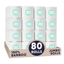 Load image into Gallery viewer, Save Trees 80 jumbo rolls of 100% bamboo toilet paper
