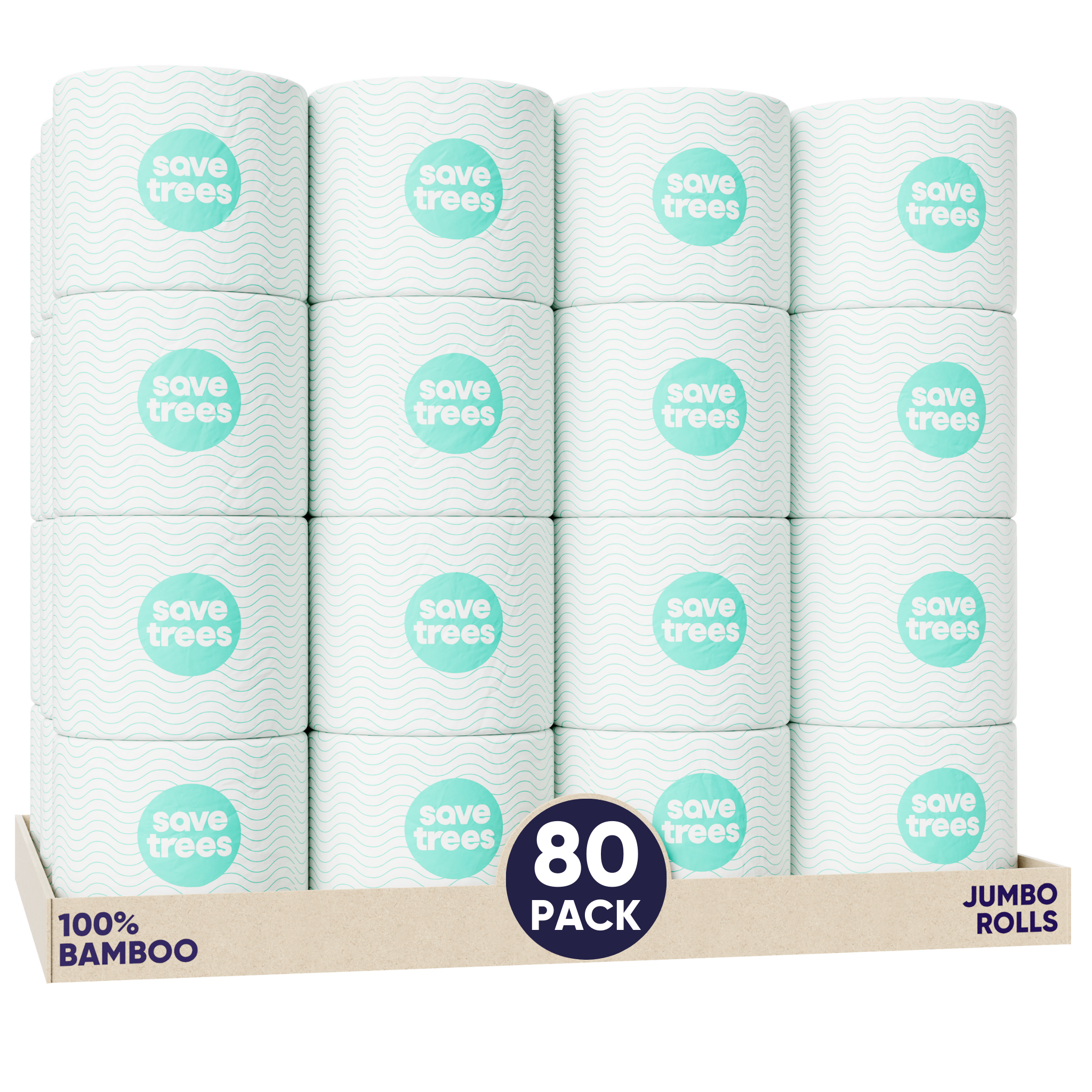 96 rolls of premium bamboo toilet paper in a bulk box for wholesale buyers