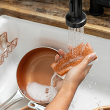 Load image into Gallery viewer, Hand washing pan with Cloud Paper&#39;s Coconut Kitchen Sponge
