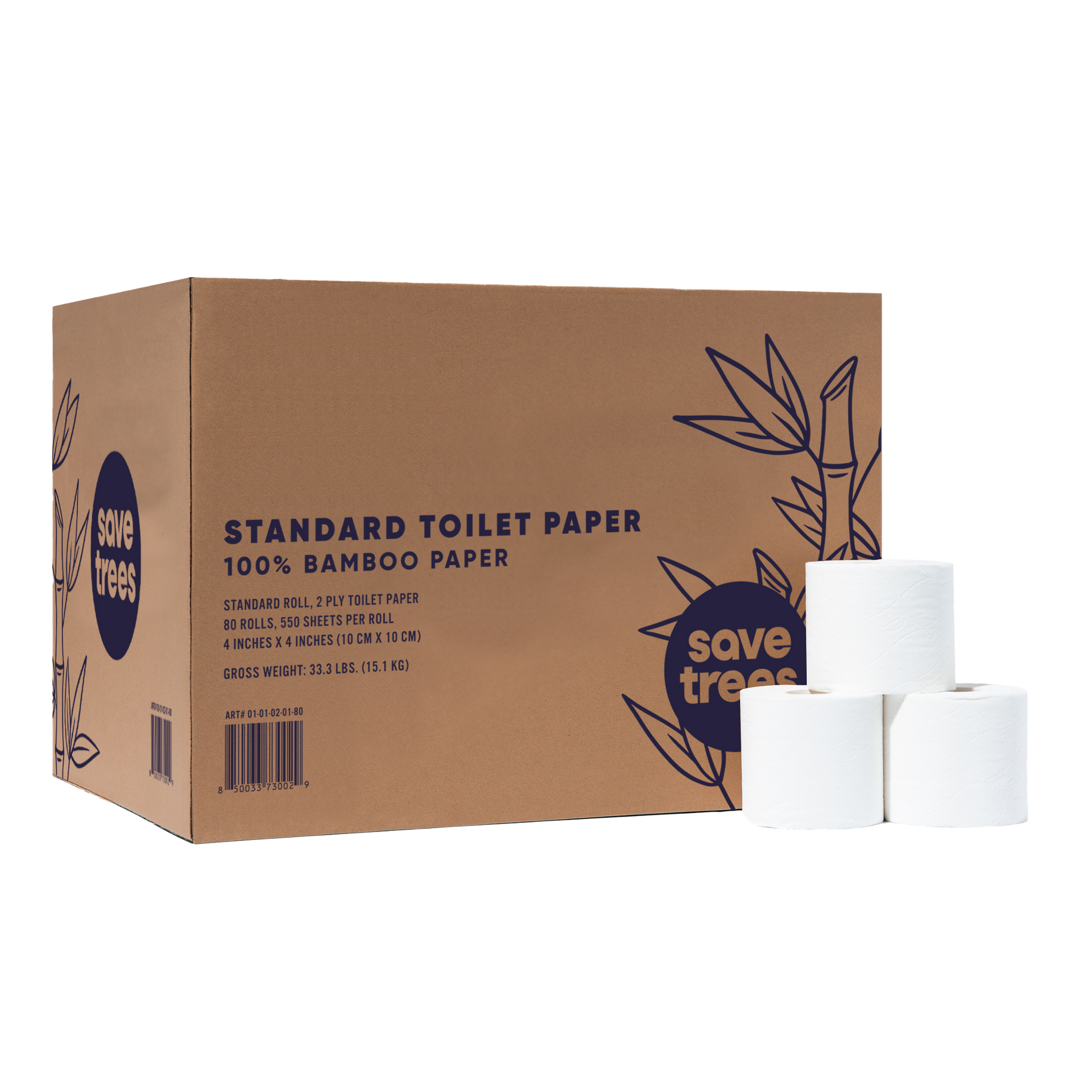 Bamboo Commercial 2 Ply 550 Sheet Toilet