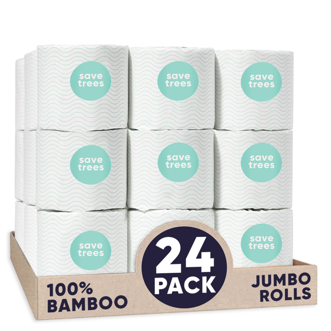 24 Pack of Save Trees, Bamboo Toilet Paper Jumbo Rolls