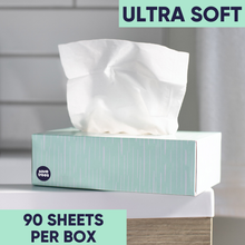 Load image into Gallery viewer, Box of ultra soft bamboo facial tissues over bathroom sink, 90 sheets per box
