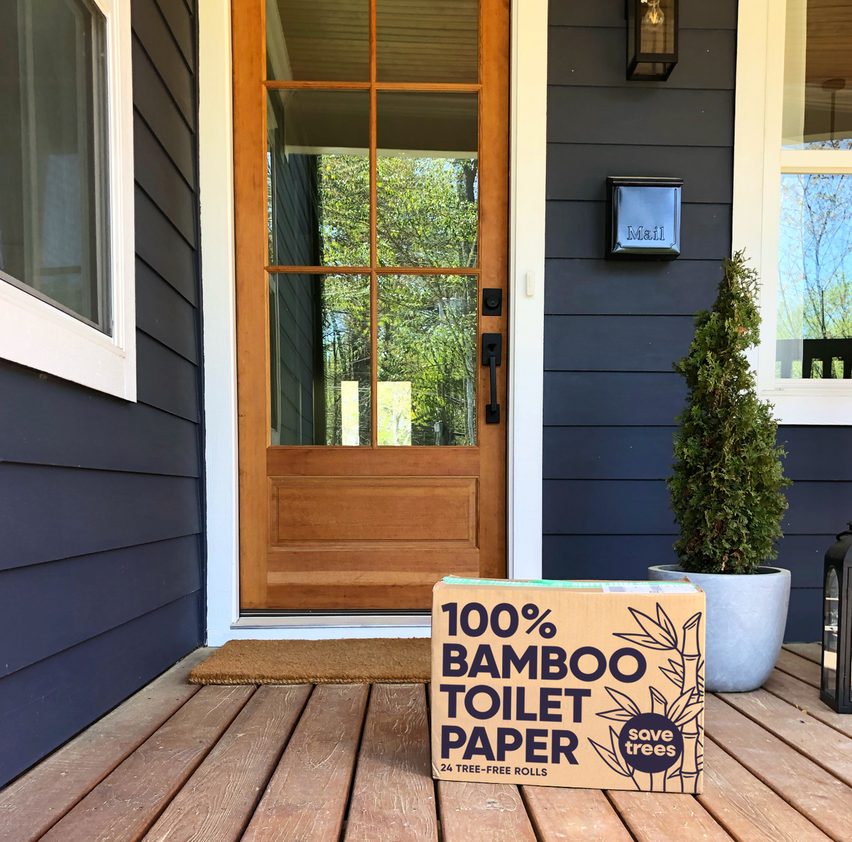Save Trees Box on doorstep