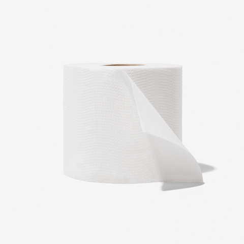 Unwrapped bamboo toilet paper roll